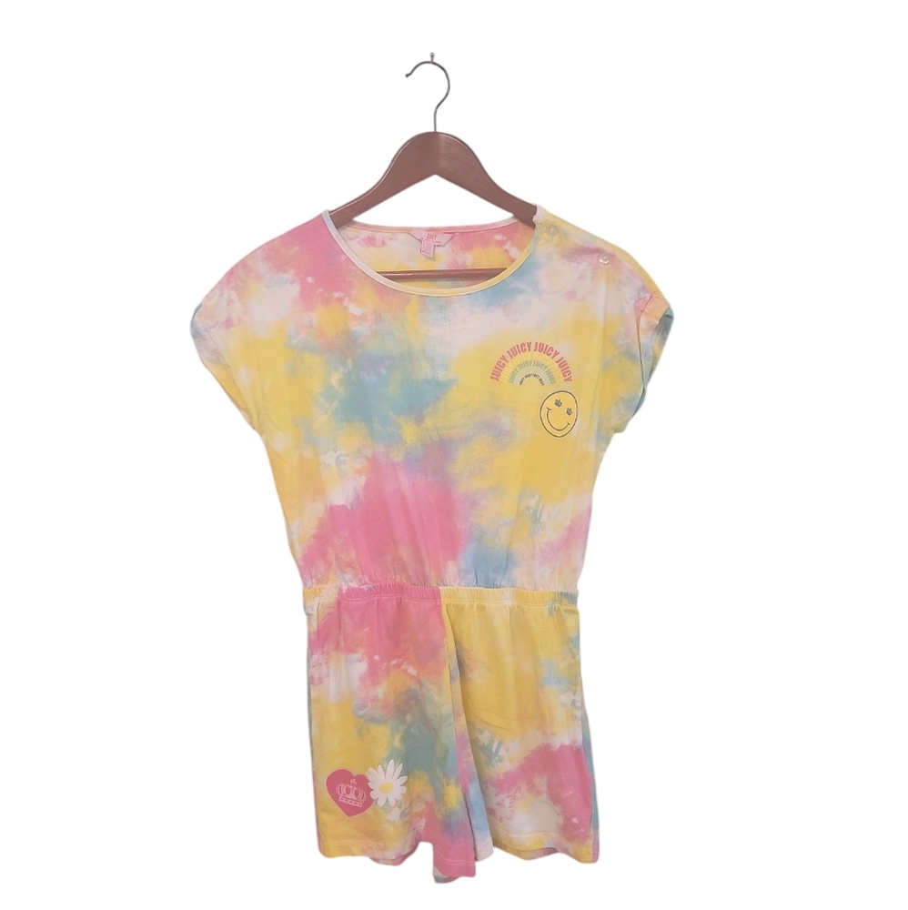 Juicy Couture Colorful Graphic Girls Large‎ Plus Romper Tie Dye